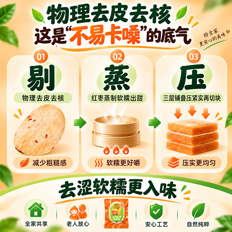好想你枣仁派红枣夹心核桃仁休闲孕妇零食红小派坚果蜜饯果干特产 去皮红枣夹芒果派200g