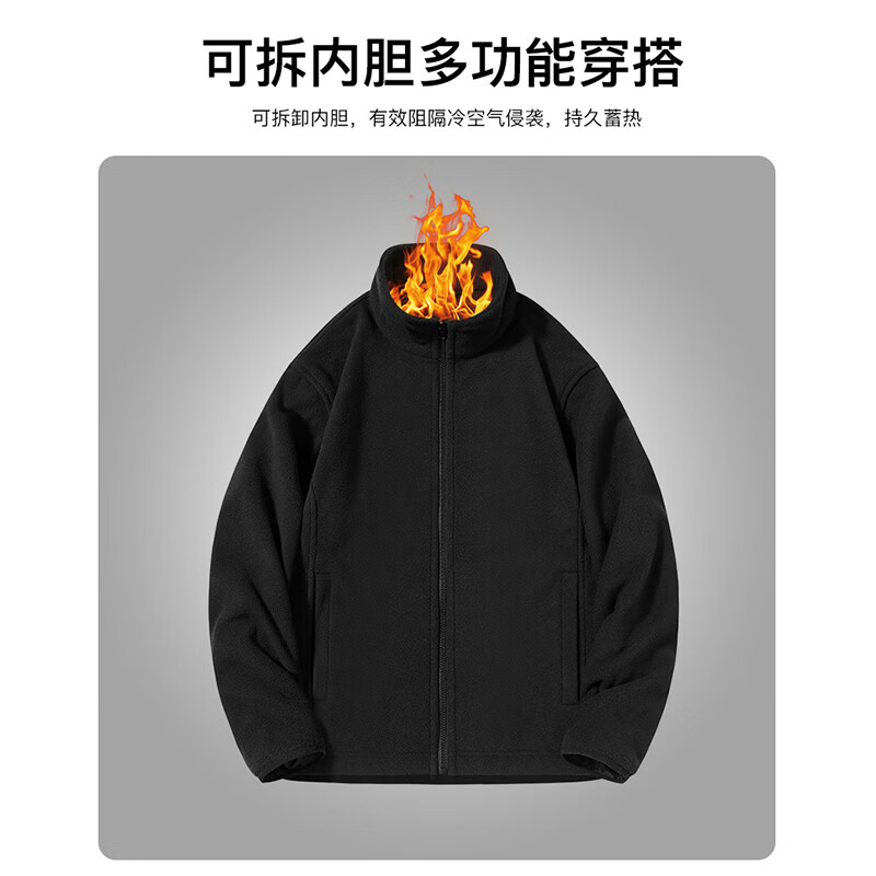 马克华菲（MARK FAIRWHALE）三合一冲锋衣男秋冬季新款户外登山连帽夹克加绒加厚防风外套 黑色【三合一】 XL