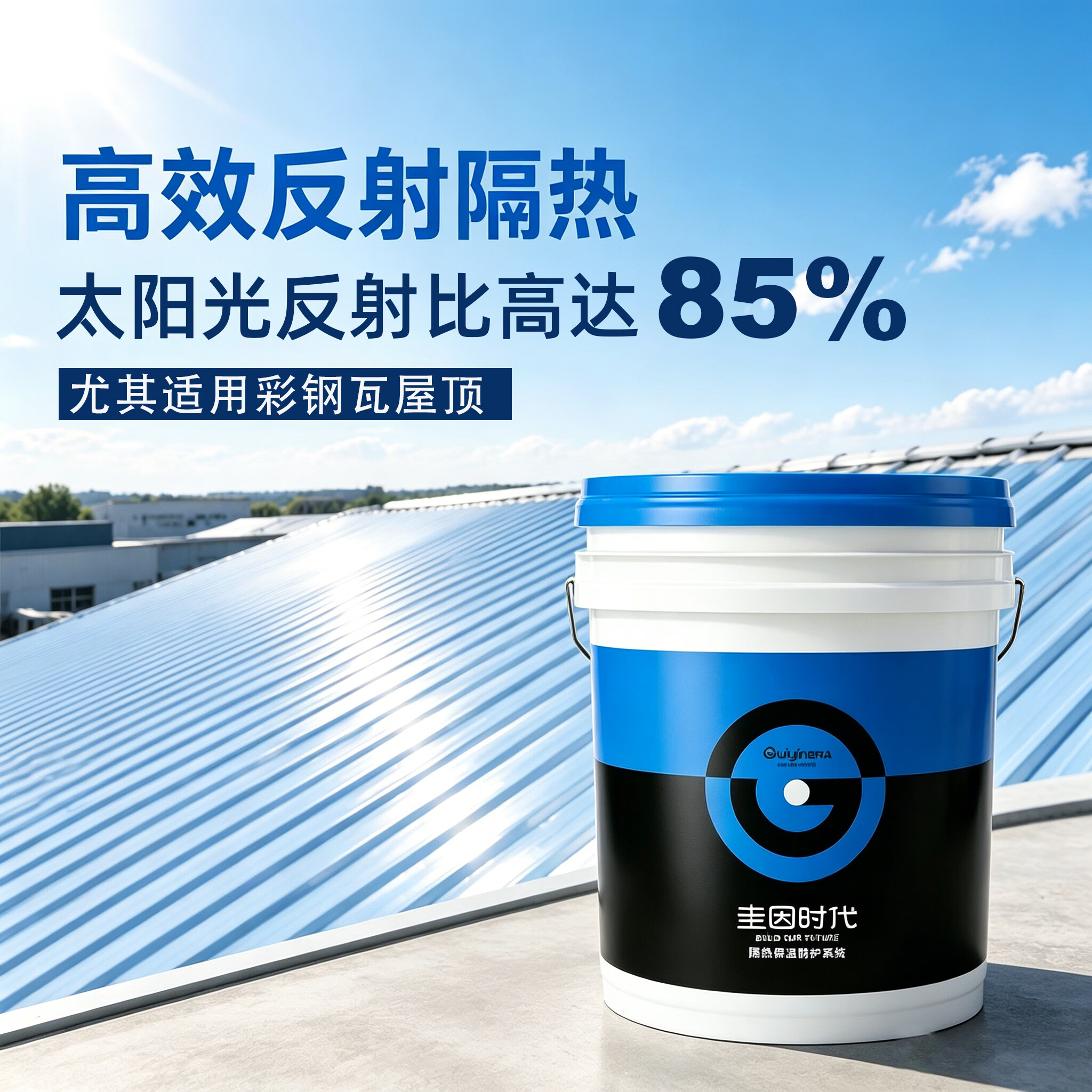 圭因时代彩钢瓦屋顶气凝胶反射隔热降温涂料墙面铁皮房料塔储罐降温防晒 增强反射/隔热保温/节能降耗/柔性易施工/耐水耐候 【正装整桶】25公斤装