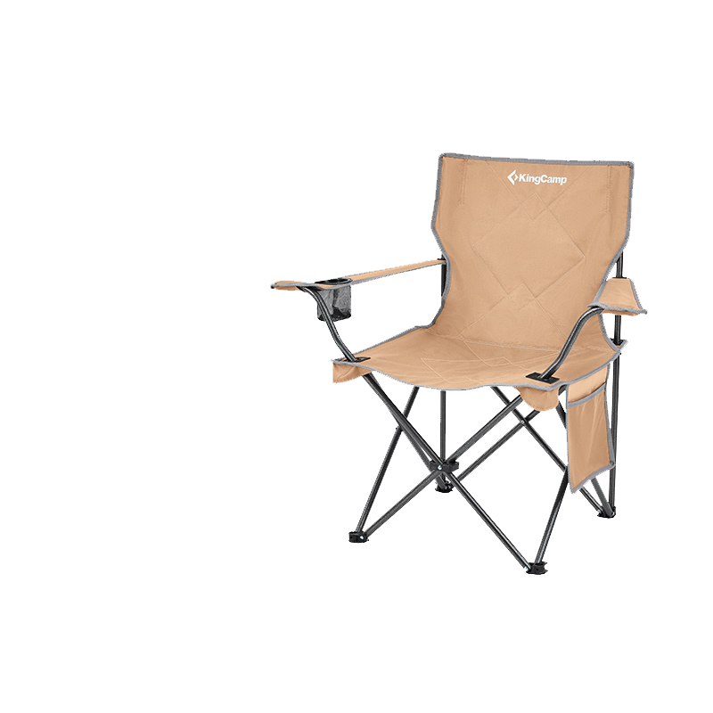 KingCamp折叠椅 户外人体工学露营椅夹棉扶手椅秒开秒收钓鱼椅便携写生椅高靠背沙滩椅阳台休闲椅KC2216 卡其