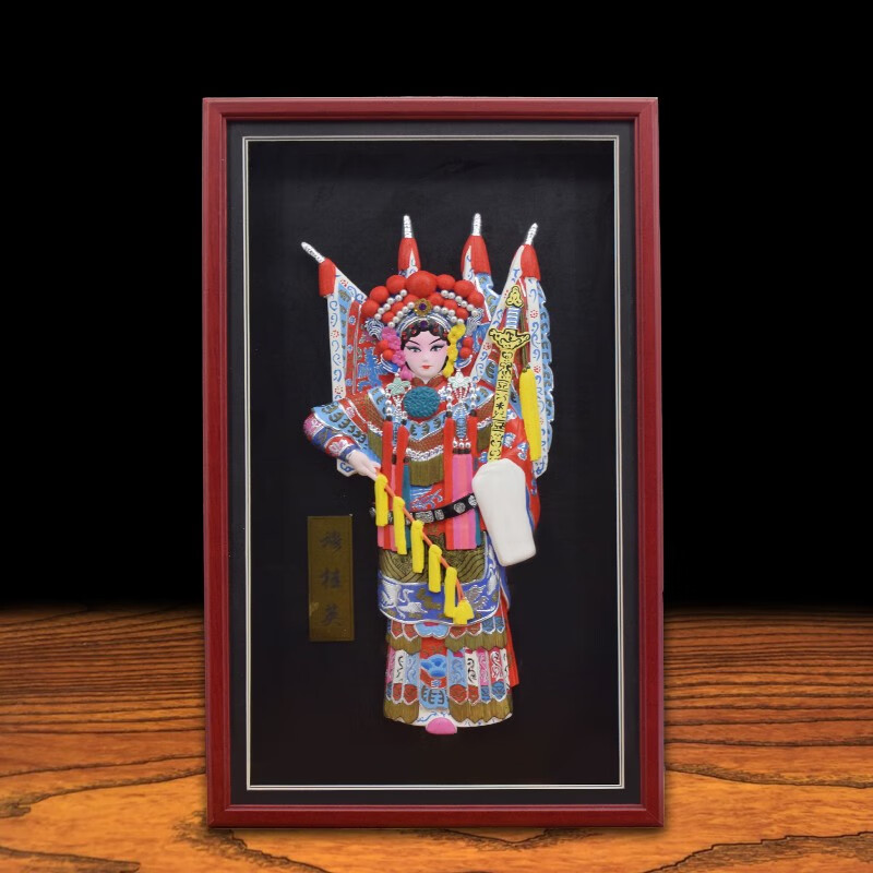 京城故事天津泥人工艺彩塑京剧脸谱中国特色礼品摆件纪念品出国商务送老外 穆桂英【大号】