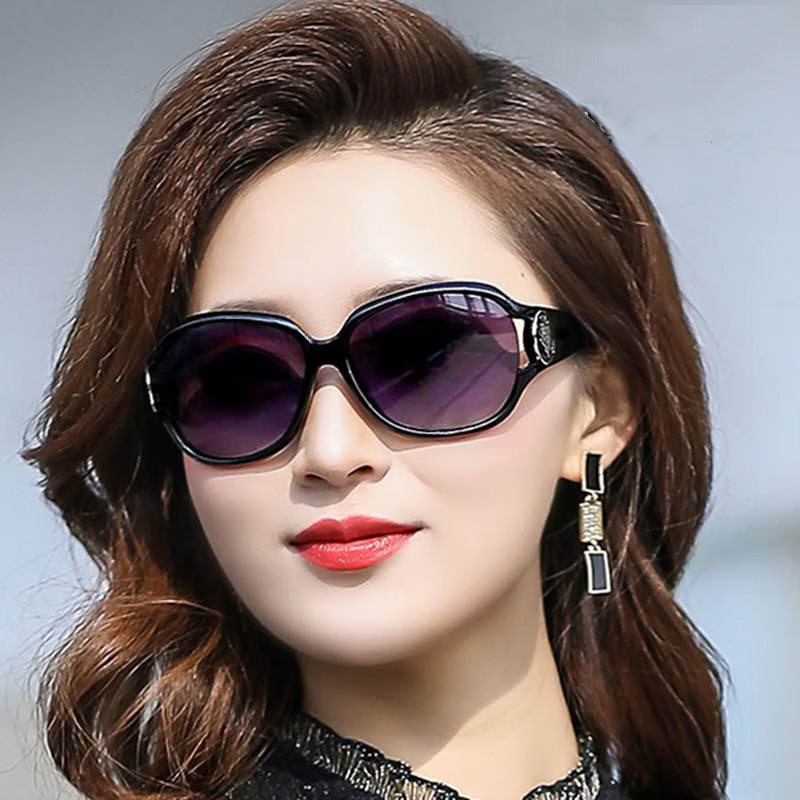 科倍视太阳眼镜女遮阳茶色偏光墨镜中年款开车防驾驶专用眼镜 黑色