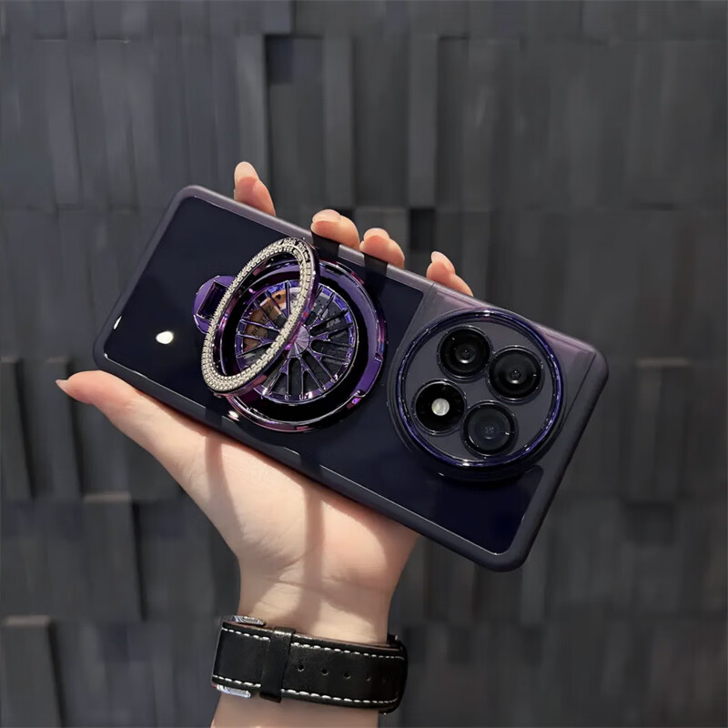 LNXXS 解压旋转陀螺支架透明软壳适用一加ace5pro手机壳自带镜头膜ace3pro高级感一加ace2Pro防摔保护套 解压陀螺支架款【透黑】护镜透明硅胶软壳 一加 Ace 3 Pro