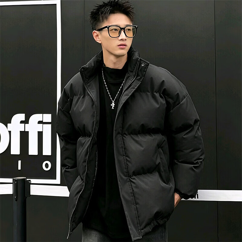 花花公子(PLAYBOY)短款棉服男冬季棉衣男立领加厚保暖面包服外套百搭棉袄 米白 XL