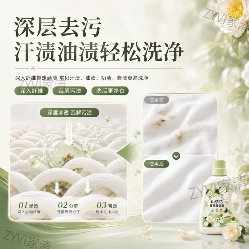 ZYVI【日本】冬季高级香氛洗衣液持久留香72小时除菌除螨柔顺强力去渍 3桶装【囤货装】去除顽固污渍 家庭适用