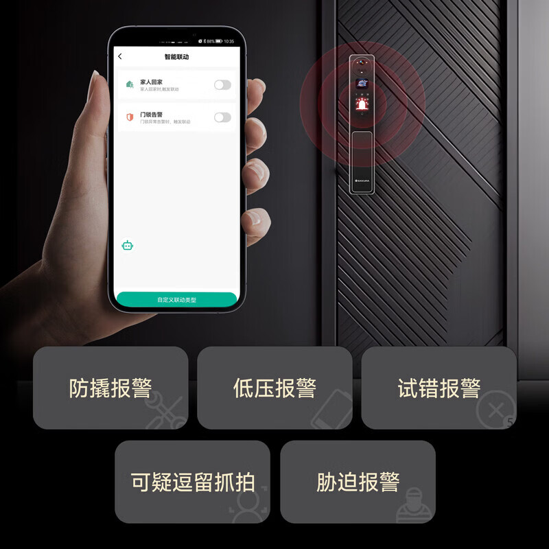 樱花锁业DZ-D80AI 双屏AI大模型交互人脸前后双屏带猫眼可视锁全国包安装