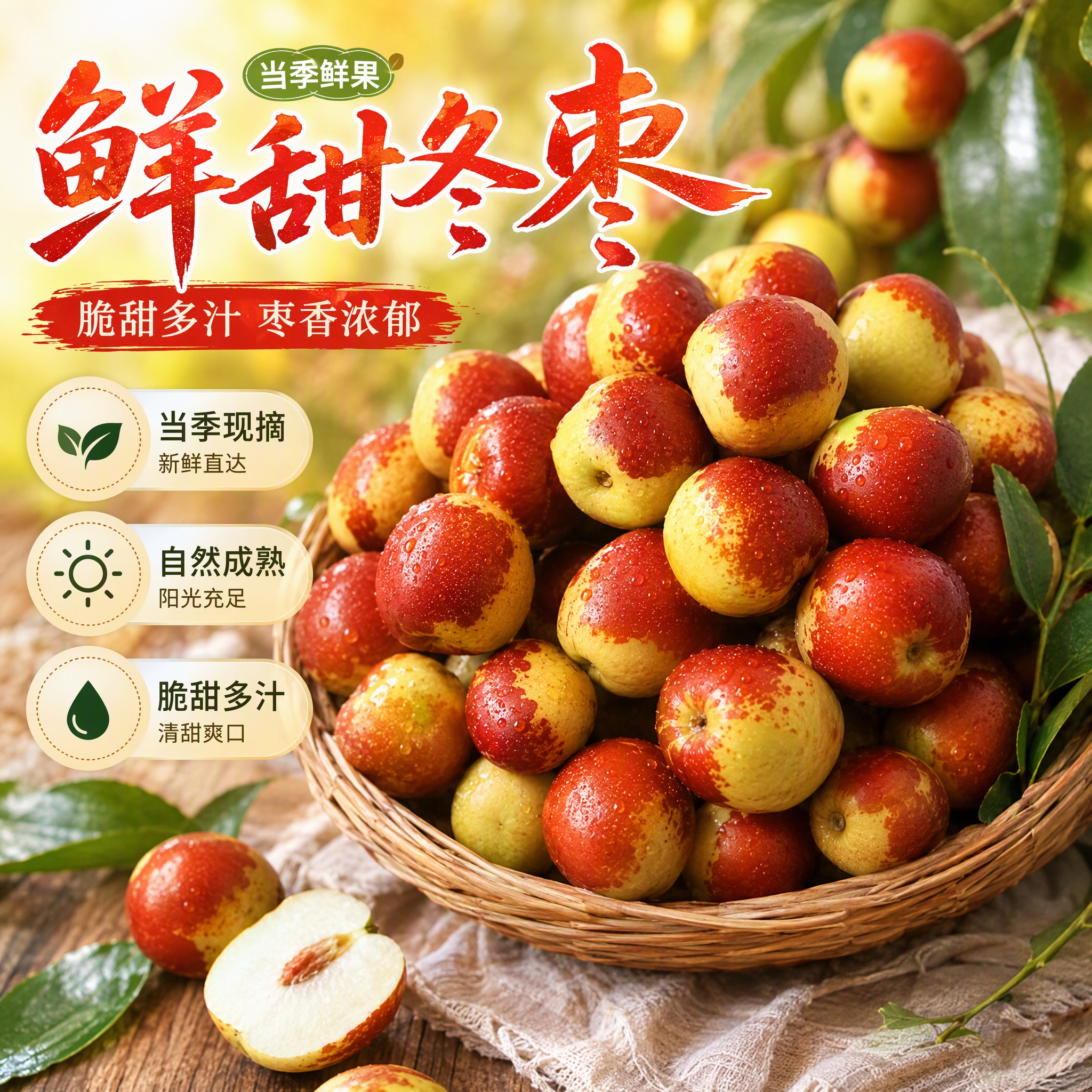 沾化冬枣正宗冬枣脆甜新鲜整箱山东沾化冬枣 5斤产地直发送礼佳品 大果单果均重20g及以上 带箱5斤-5.7斤