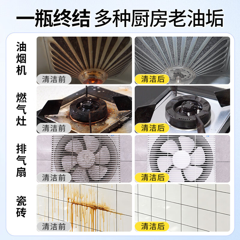 洁丽匠重油污清洁剂 厨房抽油烟机家用灶台去顽固老油垢 500g 3瓶