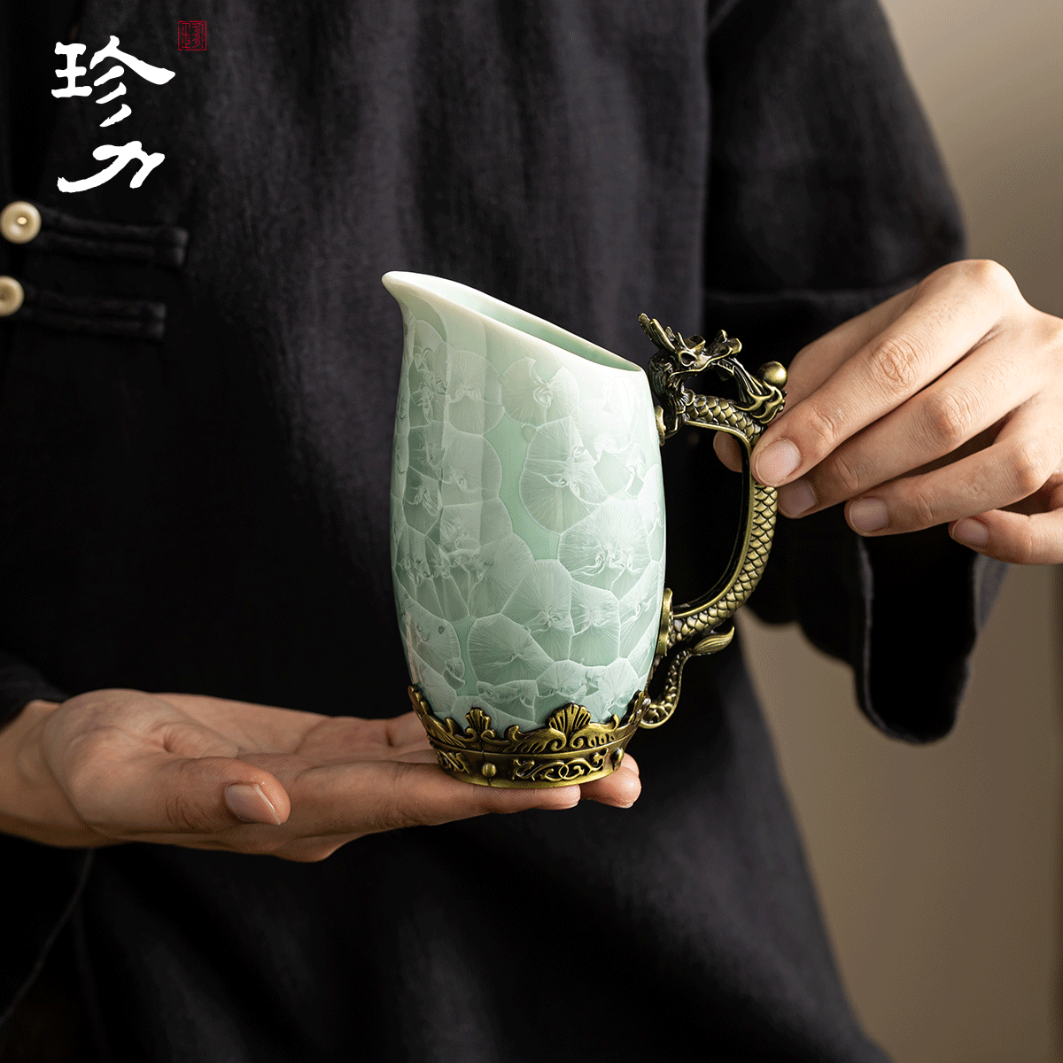 珍力故宫文创十二生肖白酒杯分酒器套装家用中式酒具小酒杯父亲节礼物 结晶釉黄色(14头十二生肖酒具套装)黄色礼盒