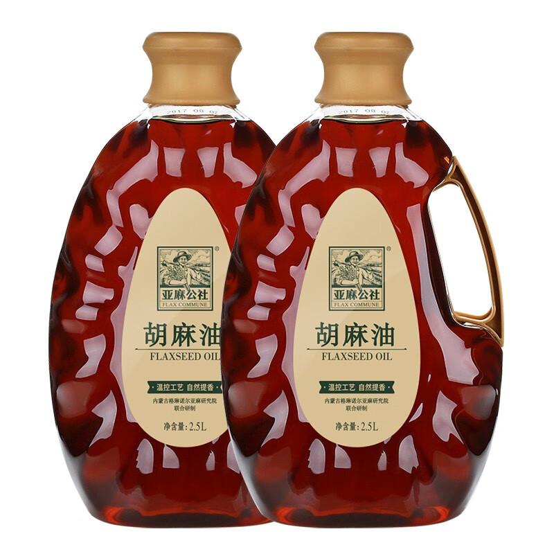 亚麻公社 胡麻油 亚麻籽油热榨醇香型食用油 5L（2.5L*2）