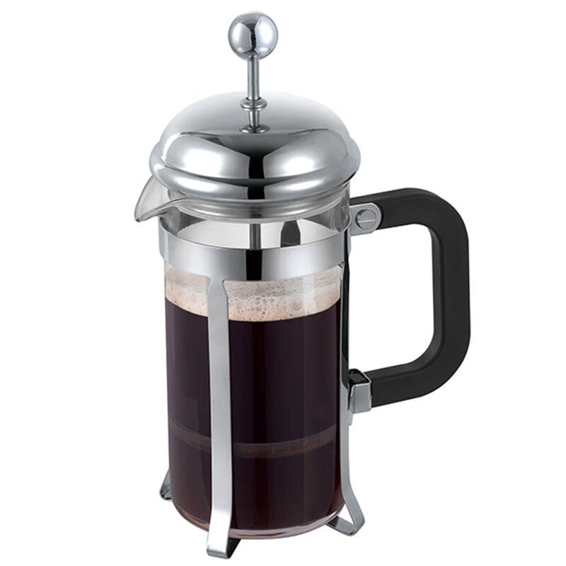 焙印法压壶 不锈钢泡咖啡壶 家用法式冲茶器 咖啡滤压壶玻璃过滤杯600ml