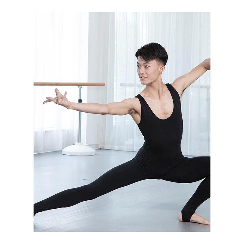 纤晟伊男士芭蕾舞连体服练功服男生形体基训服艺考体操服紧身舞蹈裤