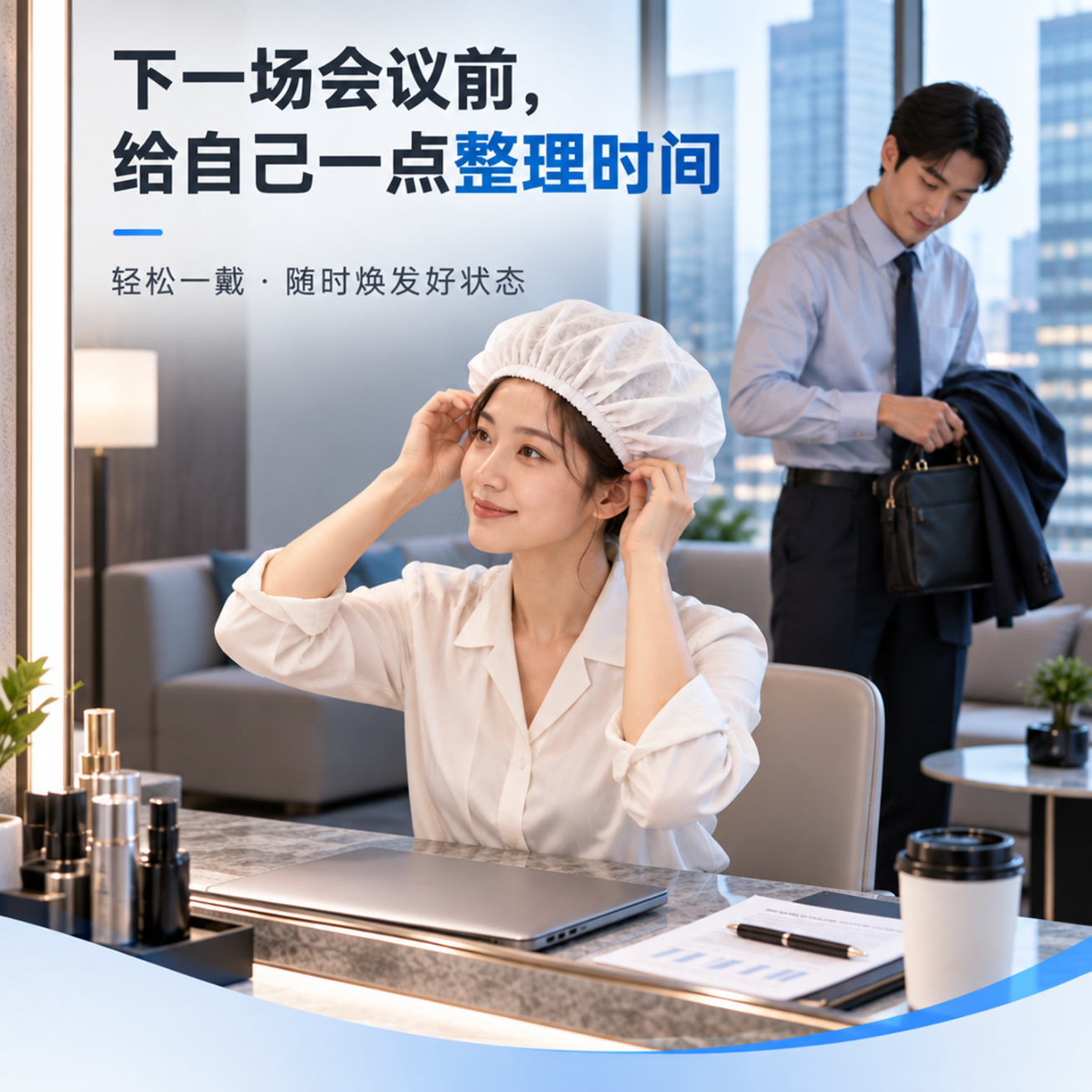 美迪迦湿巾免水洗发帽一次性油头应急懒人洗头帽上班会议快速清洁湿巾 囤货装(12盒/包)