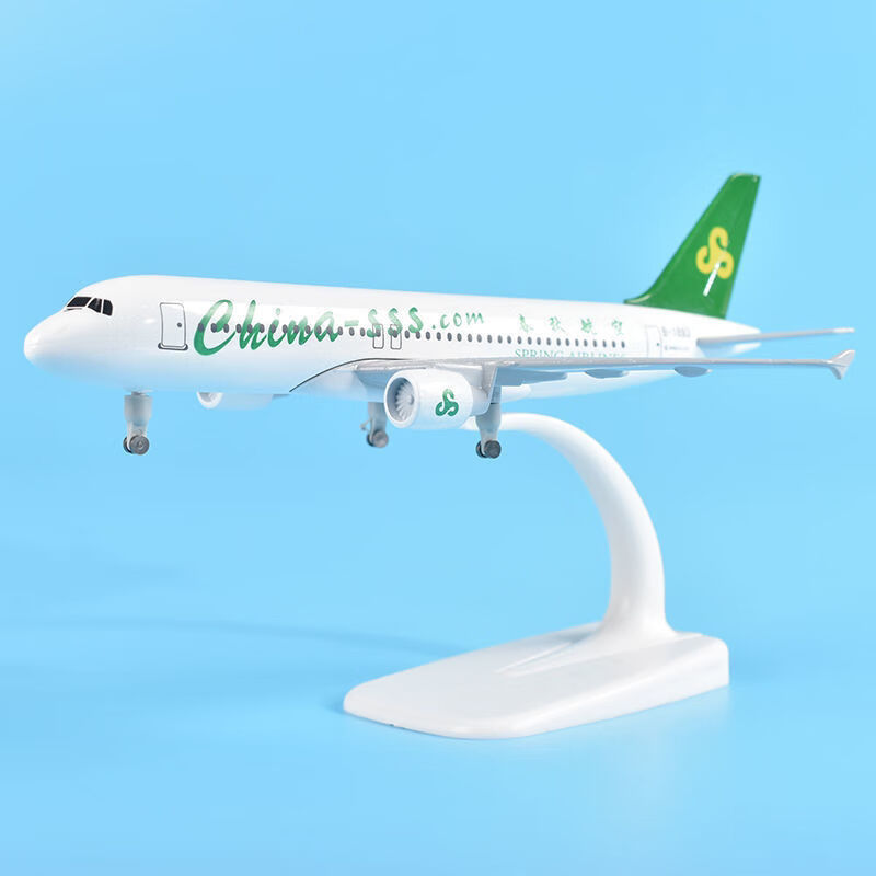 igiftfire春秋航空a320航模飞机模型拼装客机仿真树脂摆件带灯带轮子