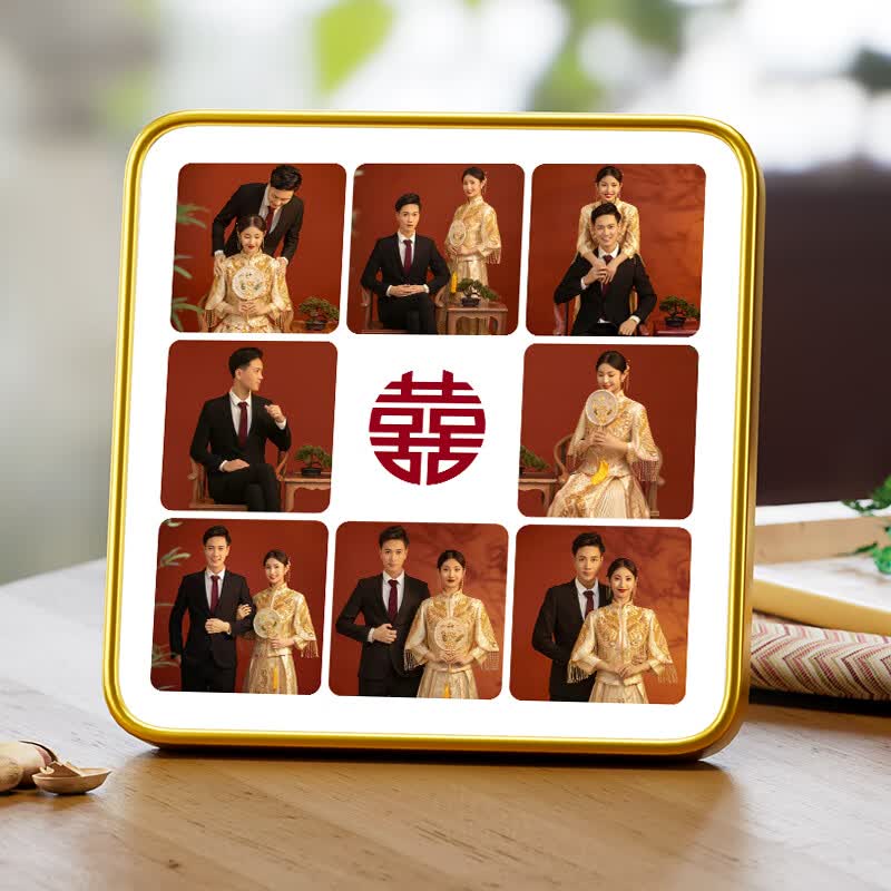 喜字九宫格 20*20摆台 金色圆角