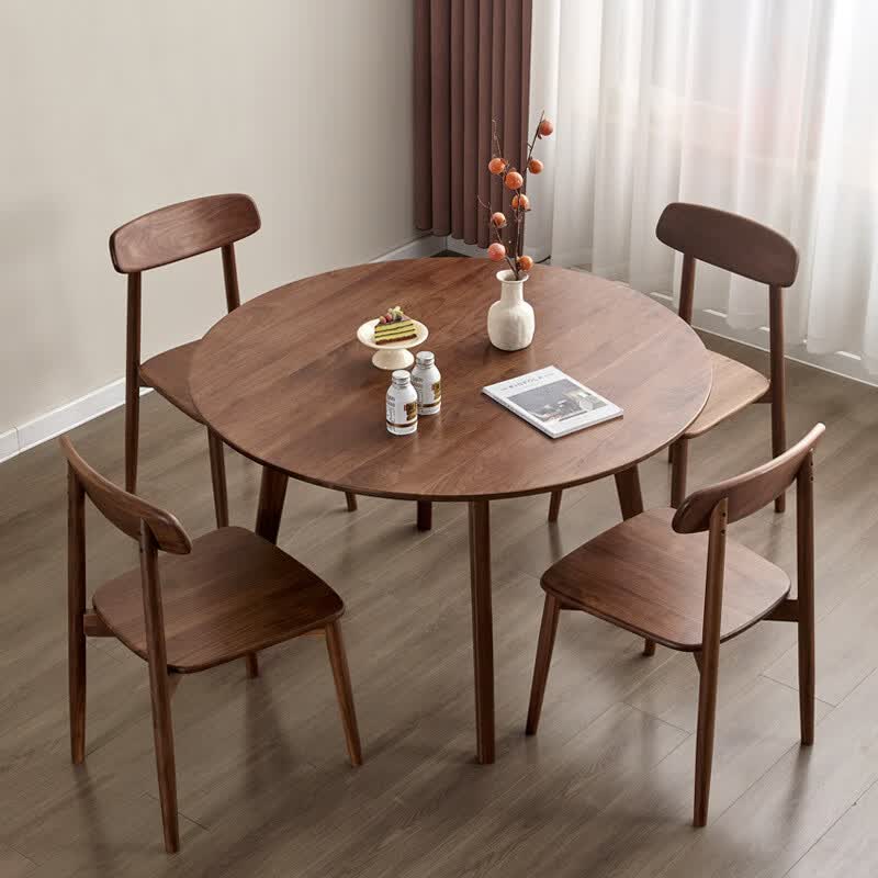 北美黑胡桃木圆形餐桌家用小户型新中式饭桌樱桃木圆桌 樱桃木 直径