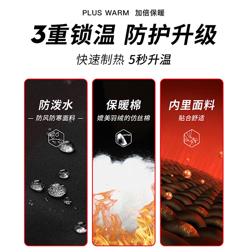 马克华菲(MARK FAIRWHALE)冲锋棉服男秋冬新款加厚保暖防风防水棉袄连帽外套棉衣男 黑色 XL