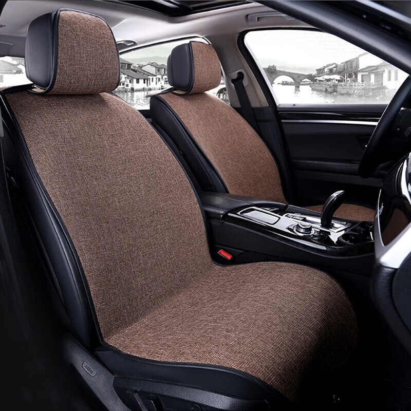 汽车坐垫四季通用 亚麻汽车坐垫五件套汽车座垫单片夏季无靠背通用四季防滑 亚麻全车套装咖色属于什么档次？
