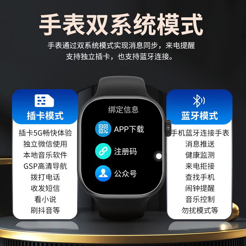 TDD华强北s11proMax顶配版智能手表watch ultra官方最新可以拍照搜题儿童电话手表插卡初中高学生成人 Super黑 4+64 | W527+极致流畅+全域畅玩