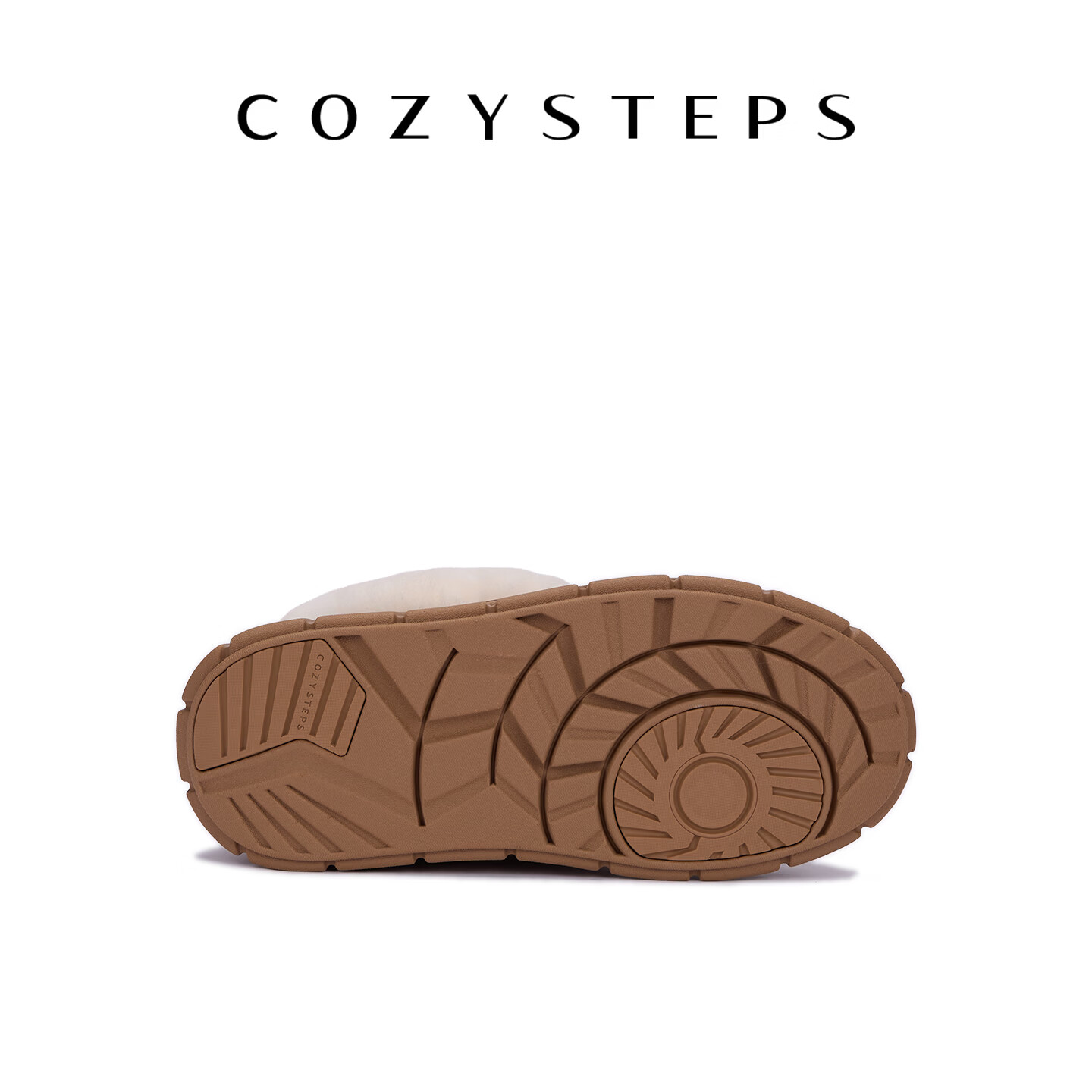 COZY STEPS可至女士26冬季新款羊皮毛一体穆勒厚底饼干拖保暖雪地靴 栗色 35