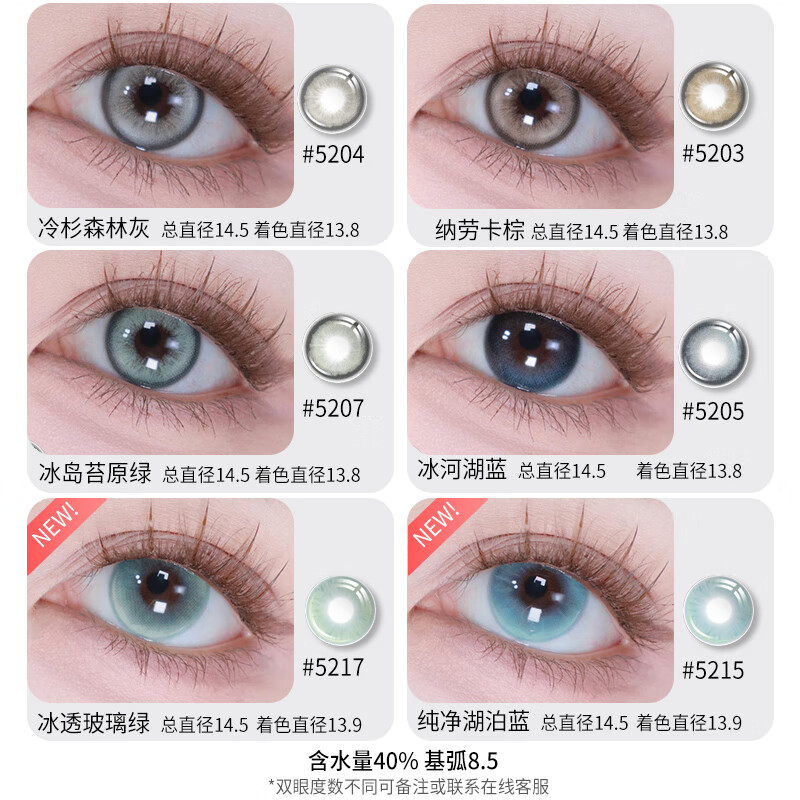 Merry dolly美瞳半年抛2片彩色近视隐形眼镜水润大小直径自然混血三明治工艺 纯净湖泊蓝5215（14.5mm2片) 0度