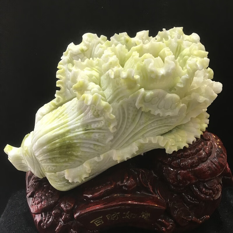 妙普乐玉石雕刻摆件玉白菜家居开业礼品蓝田玉白菜玉器创意白菜玉工