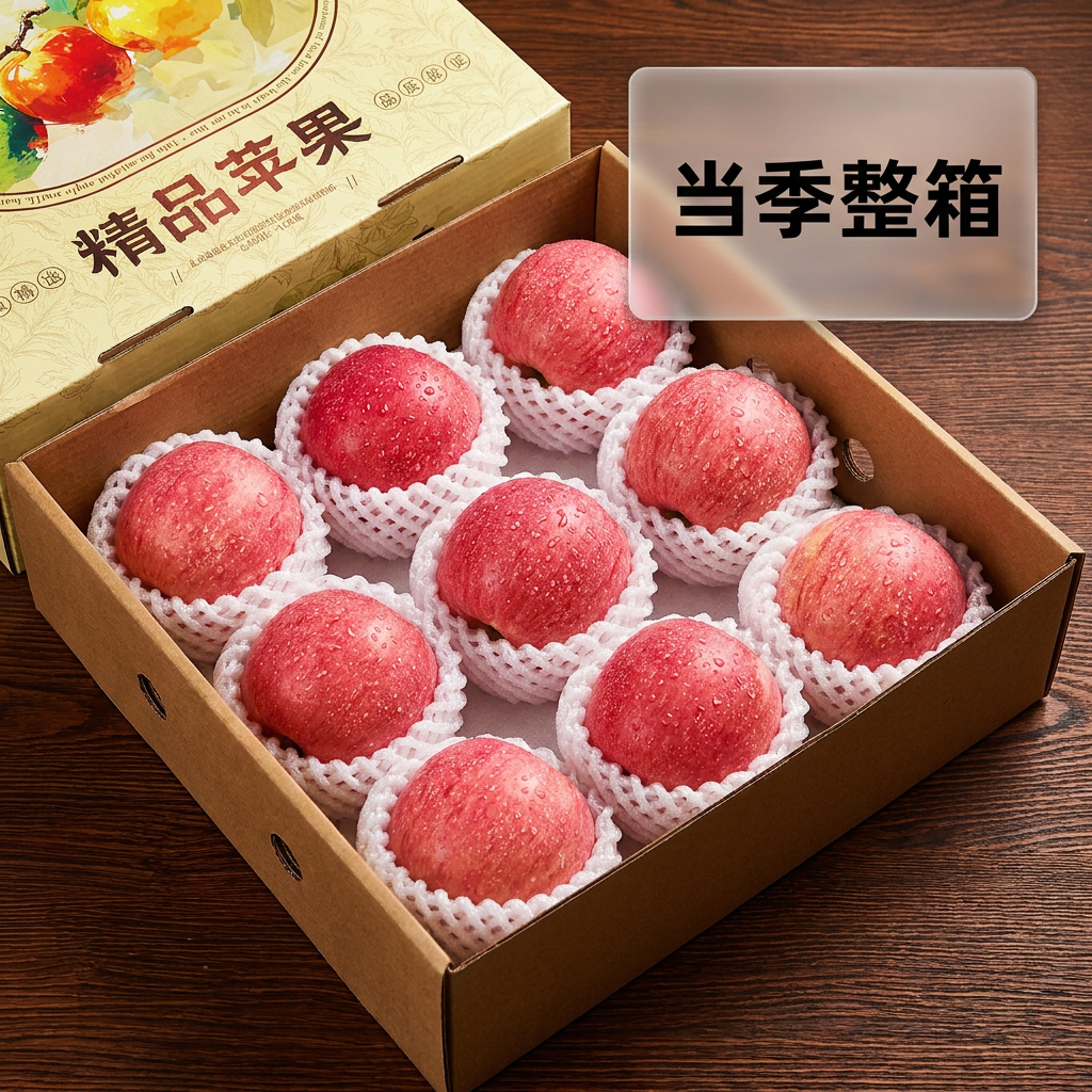 昇世园山东烟台红富士苹果新鲜应季整箱脆甜生鲜水果当季 8.6斤中大果(75-80mm)