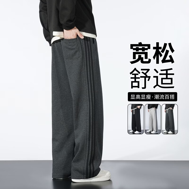 ADDSENSE1:1正标发货春秋冬款美式潮牌运动宽松卫裤宽松直筒休闲裤男女款 黑色【春秋款】 XL 建议体重130~150斤