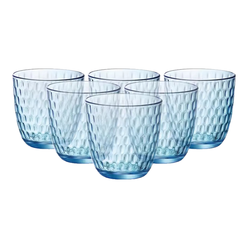 BORMIOLI ROCCO意大利進(jìn)口玻璃杯大容量耐熱透明喝水飲料冰沙奶茶杯涼白 (點(diǎn)點(diǎn))藍(lán)色290ml6只