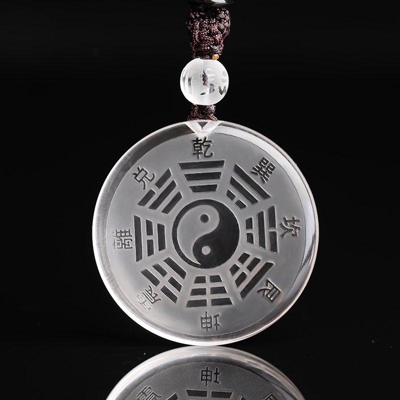 慈灵阁龙虎山白水晶吊坠五行八卦福 道家九宫太极牌女礼物