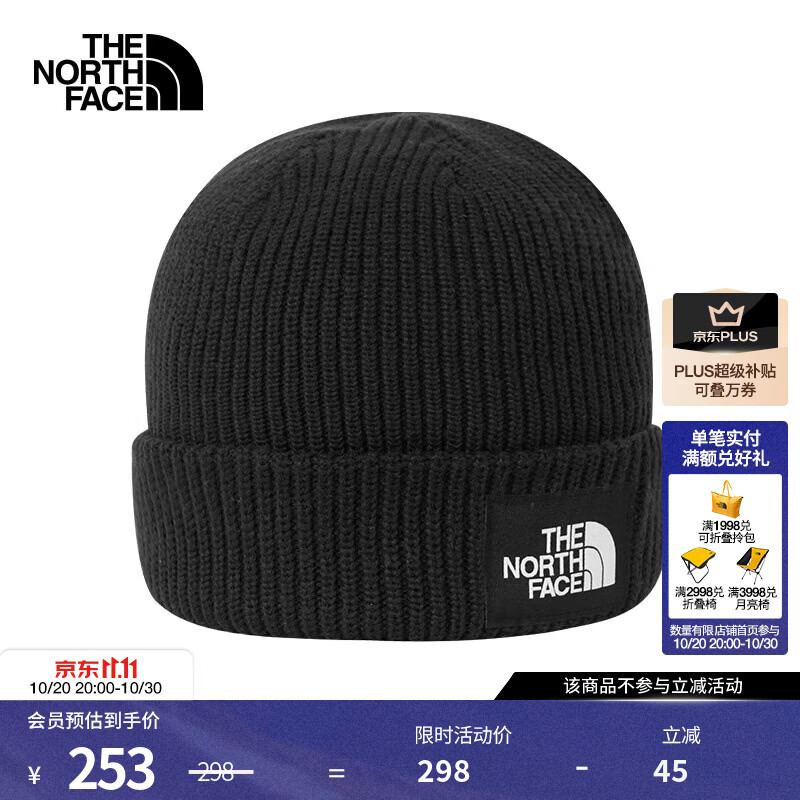 北面（The North Face）针织帽男女同款Salty Lined休闲保暖百搭时尚26秋冬新品|8CGZ JK3/宇宙黑 OS