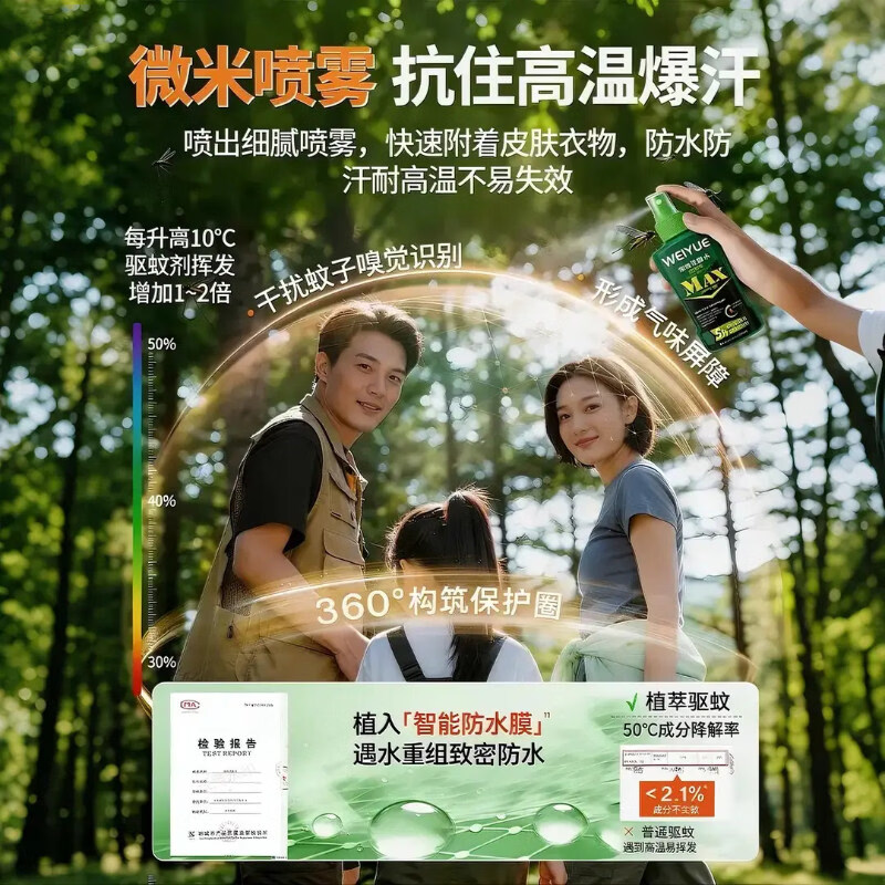 威跃驱蚊液花露水户外防蚊喷雾驱蚊水避蚊胺驱虫神器随身携带野外防蚊 驱蚊花露水100mlx1瓶