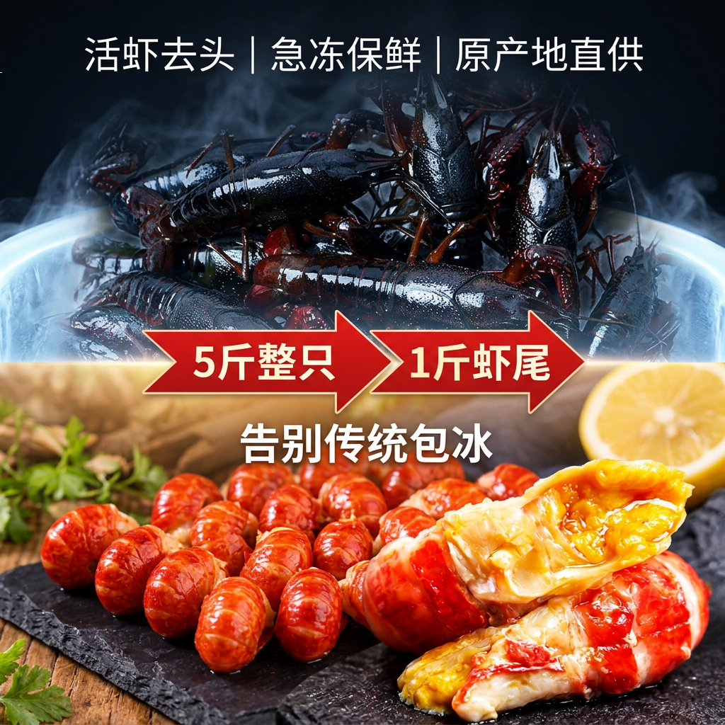 特级大号2026头茬龙虾尾带黄鲜活去头5-6cm特级薄冰衣龙虾尾 400g/包 到手5包【5-6厘米特级虾尾】送料包