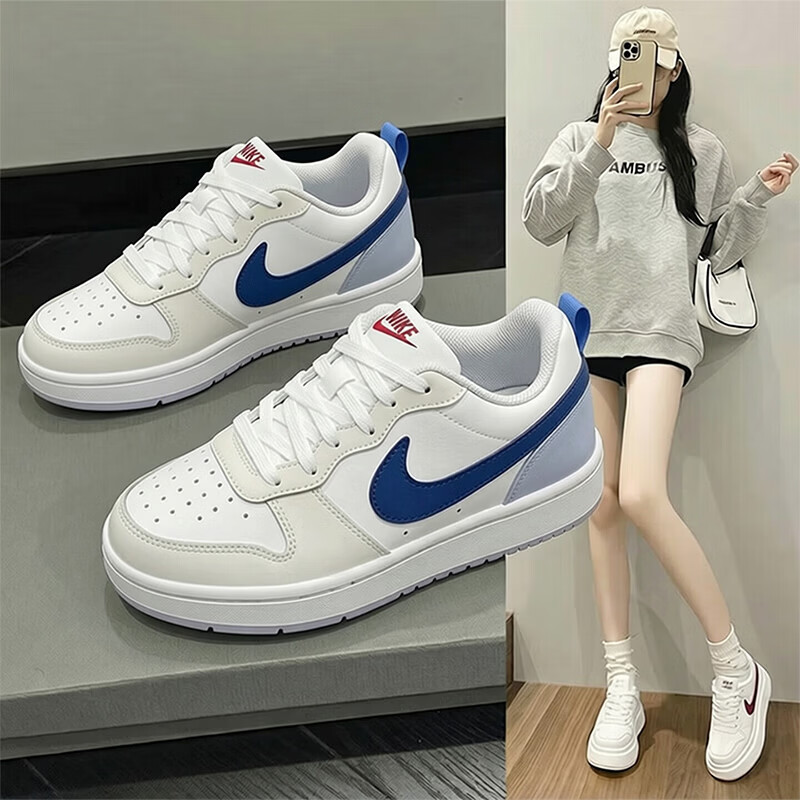 耐克（NIKE）女鞋官方 2026秋季新款COURT运动鞋时尚小白鞋休闲大童鞋简约板鞋 【新品】141-椰云奶蓝/晒图退10 38