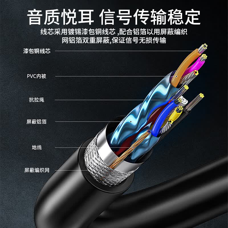 腾捷兴 音频分配器/音频切换器  多进多出混合音频合成器  笔记本电脑机顶盒接音响功放支持音量调节大小 3.5mm转双莲花音频线1.5米  YP35RCA