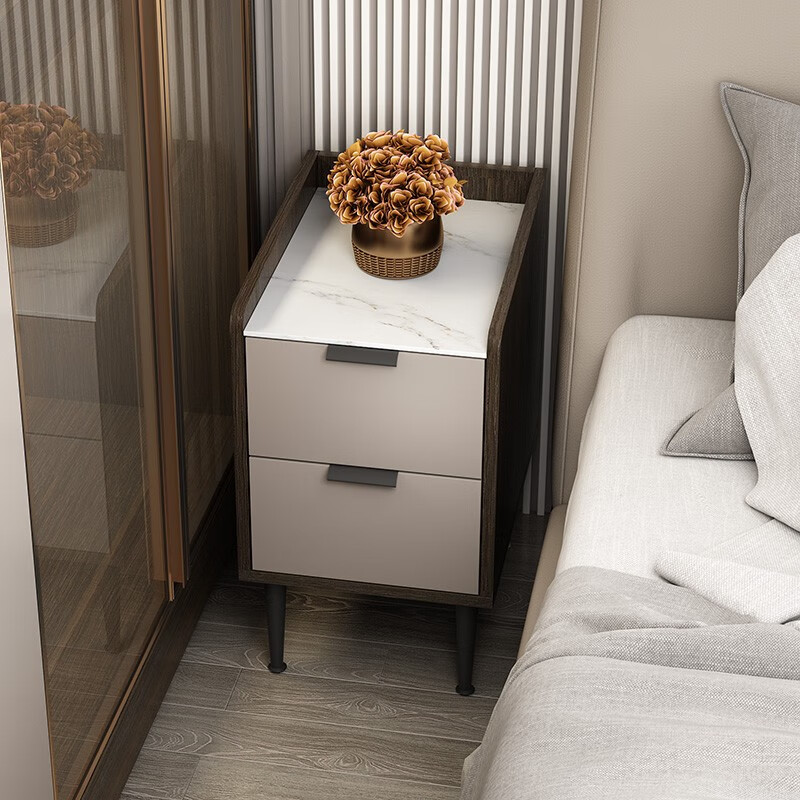 名琢 超窄岩板床头柜小型简约现代意式卧室夹缝储物柜极简易置物床边柜 25cm岩板床头柜