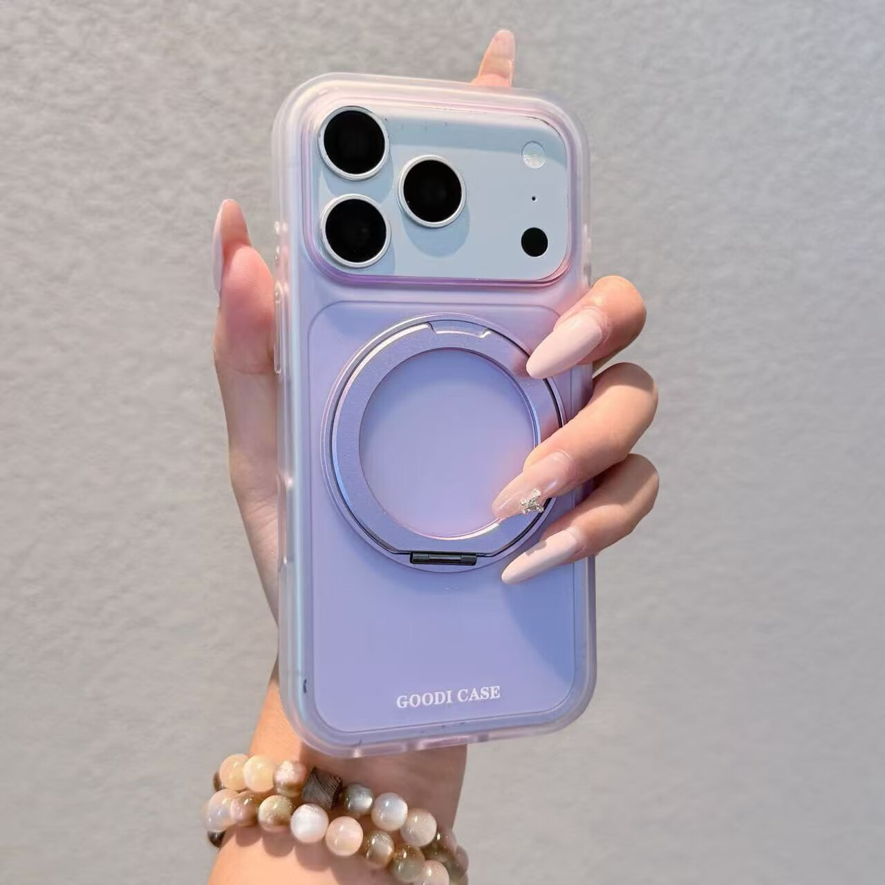 启砚数【旗舰正品】手机套高级感磨砂雾面360旋转支架适用iPhone 18promax手机壳17全包防摔16苹果全机型 磨砂肤色(白色)360旋转支架 iPhone 17PROMAX