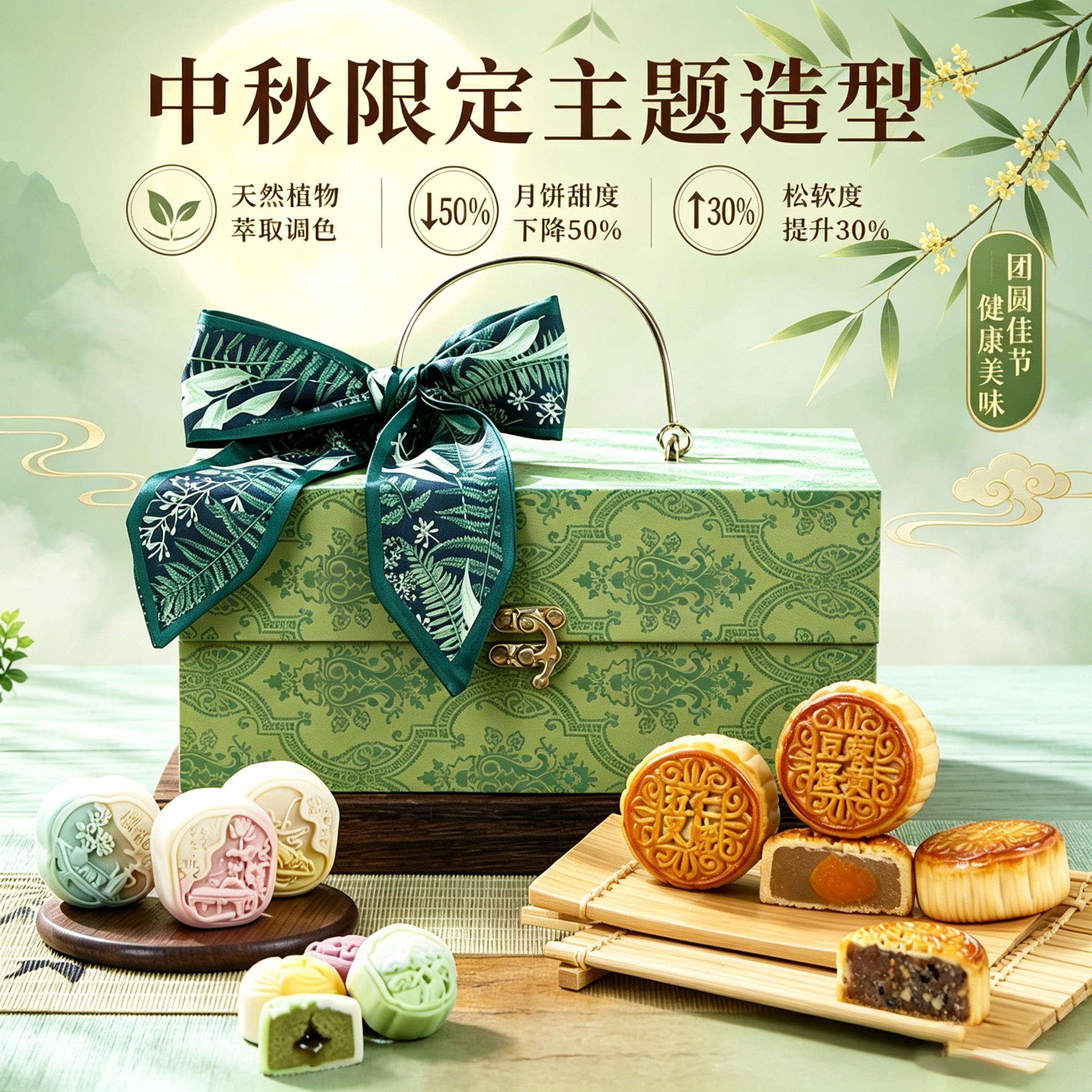 卉芋中秋月饼礼盒1040g：叠加200-20黑五卷，凑单到手价0元