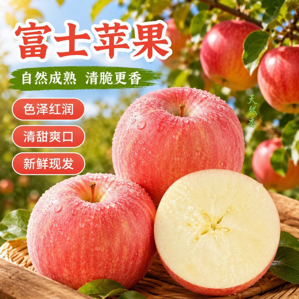 新疆阿克苏富士苹果 当季新鲜水果 整箱5斤装 果园采摘 产地直发 果径:95-120mm(甄选精品,至尊果5斤家庭装)