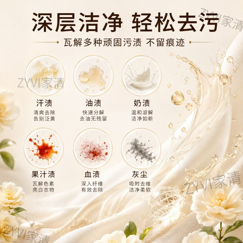 ZYVI【日本】山茶花香洗衣液持久留香72小时除菌除螨柔顺强力去渍 12斤装【家庭优选】山茶花除螨洗衣液*3