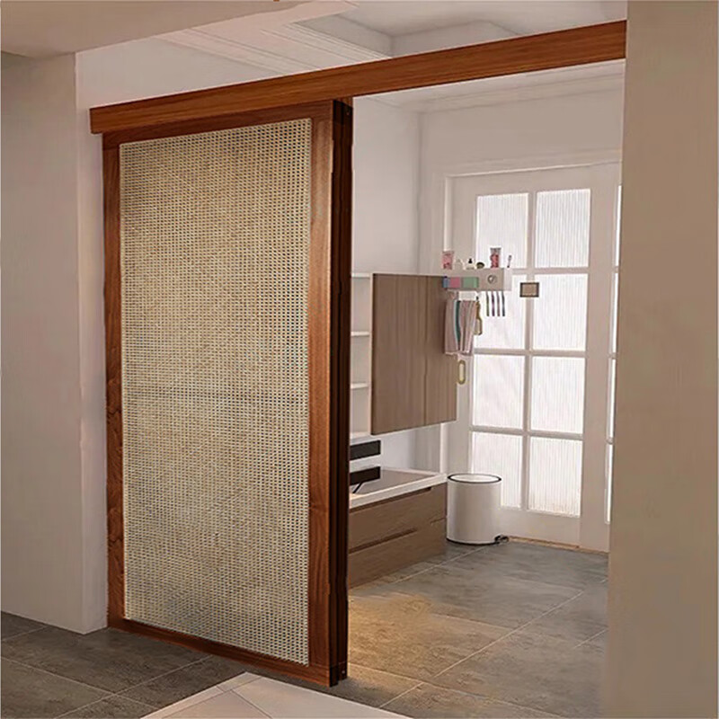 推拉门日式隐形隔断门厨房卧室卫生间伸缩门实木折叠门 任意样式定制