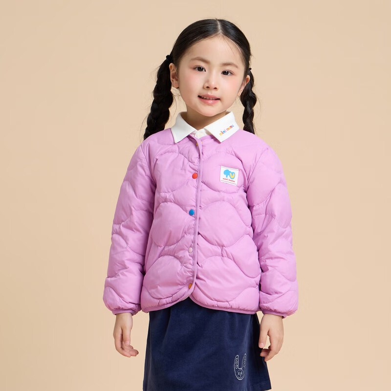 丽婴房【mimi mumu】系列儿童羽绒服男女童90白鸭绒轻羽绒外套 玫瑰粉 140 cm