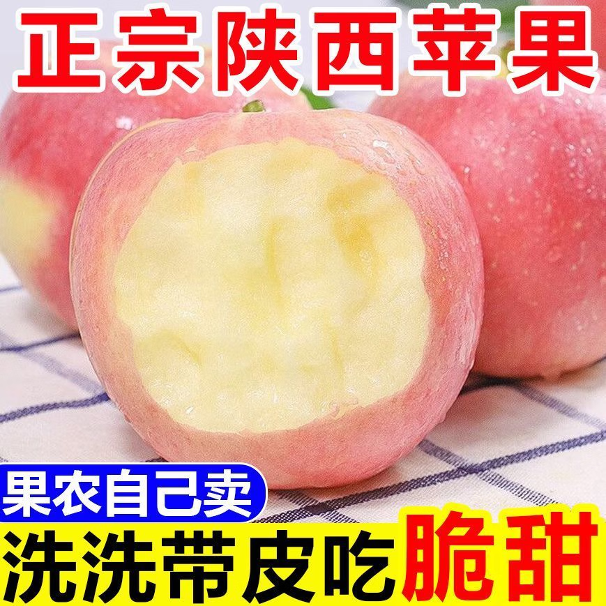 京农超陕西红富士苹果水果脆甜丑苹果平果冰糖心苹果当季新鲜水果生鲜 5斤铂金果 【单果75-80mm】 净重4.5斤起