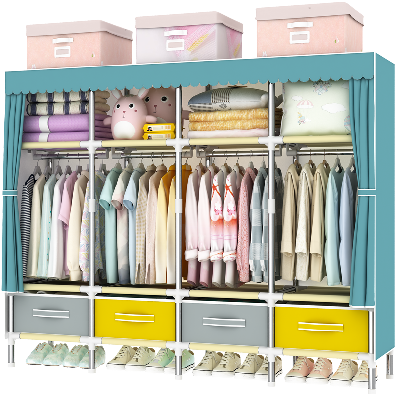 乐爱家 衣柜衣橱简易布衣柜双人2.0米超大号大容量钢管加粗加固加厚布艺非实木家用组装收纳衣服架子