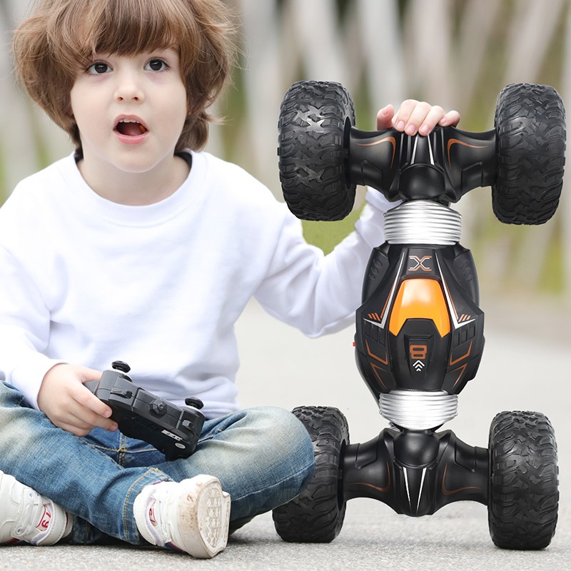儿童超大号rc越野车四驱高速攀爬无线充电遥控扭变形汽车玩具男孩生日礼物 遥控扭变车（一键变形-双面行驶强劲动力）橙色图片