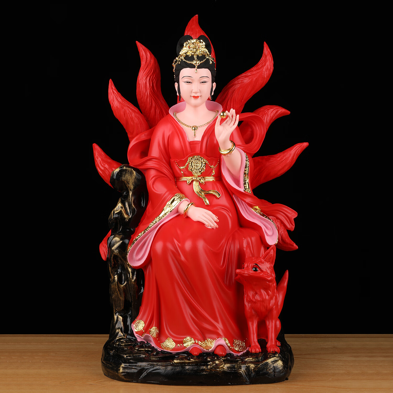 云漫卿狐仙娘娘 红衣九尾狐神1像家用供1奉树脂九尾狐娘娘像体真身摆