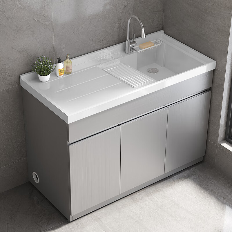 洗衣台洗衣机一体式 不锈钢阳台洗衣柜家用洗衣岩石台盆一体式浴室柜