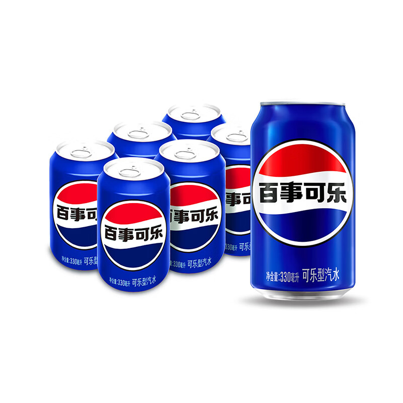 百事可乐Pepsi 原味 碳酸饮料汽水 330ml*6听整箱装
