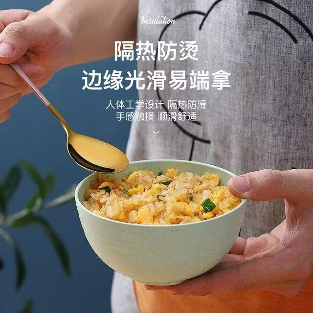 【甄选】小麦秸秆防摔碗家用汤碗米饭碗泡面碗塑料碗学生儿童餐具 小号防摔碗【1个装】颜色随机