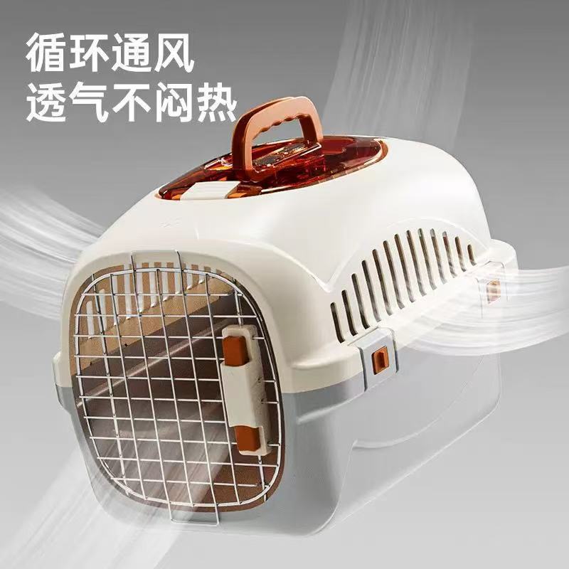 宠物外带航空箱小猫外出便携手提带天窗猫笼子狗笼子 曜岩黑【50*32*33CM】单门无天窗 赠尿垫隔板+水碗+工具包